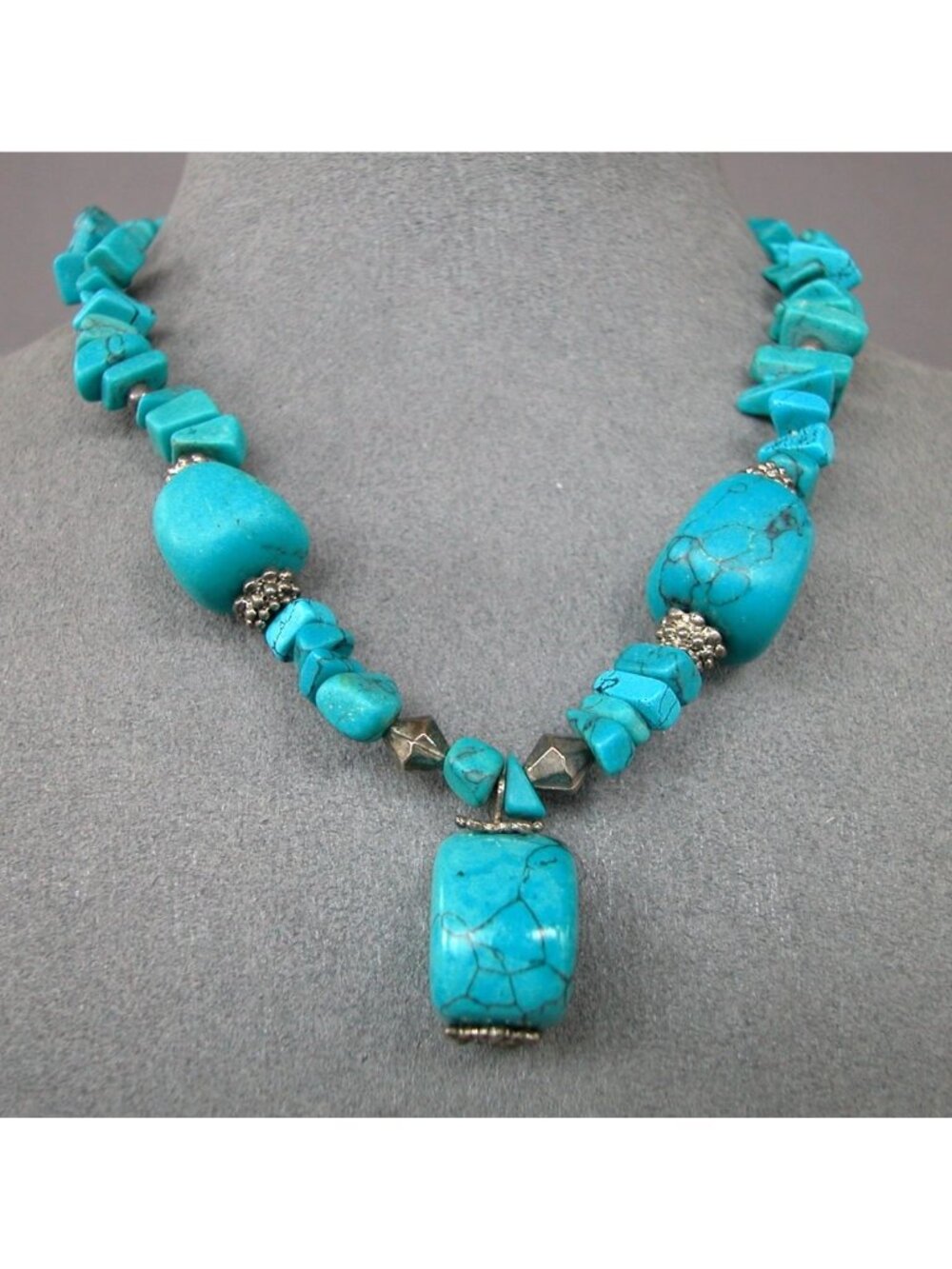 Chunky Turquoise Nugget Necklace & Earrings